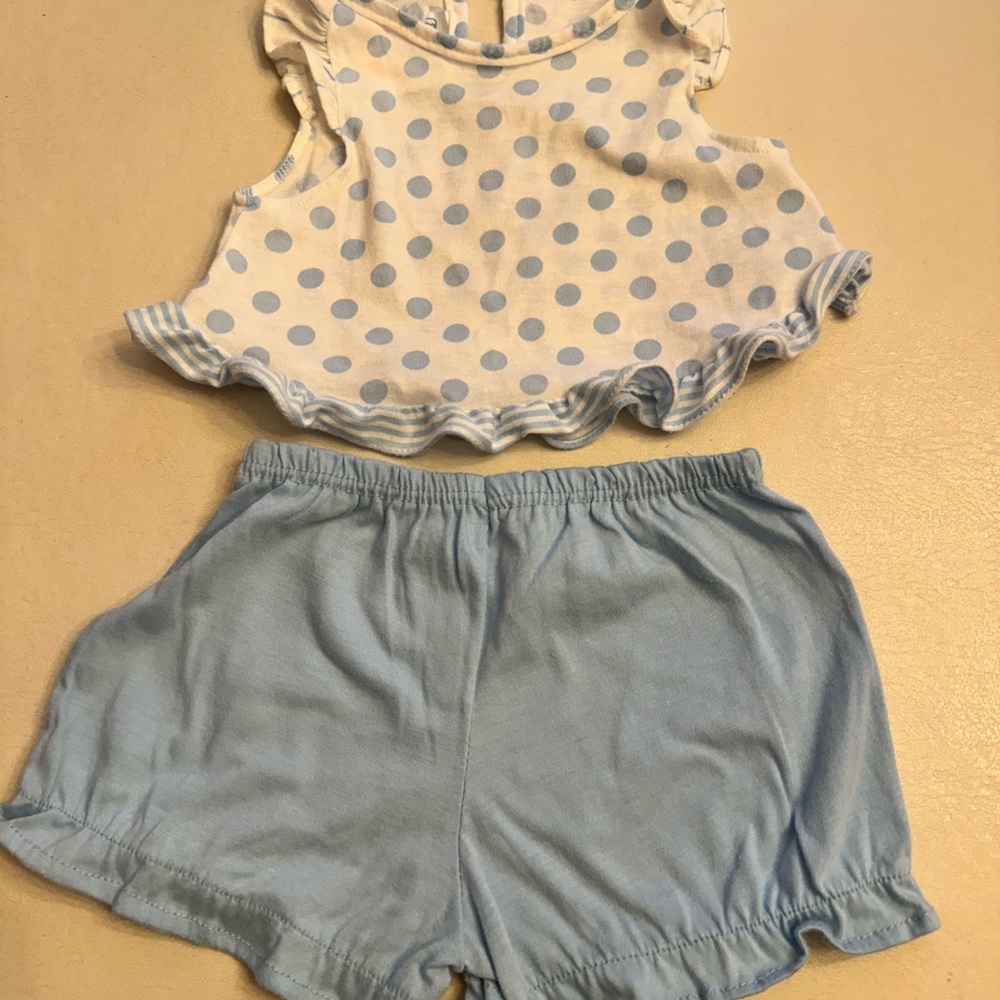 Vintage Blue Polka Dot Kids Matching Set